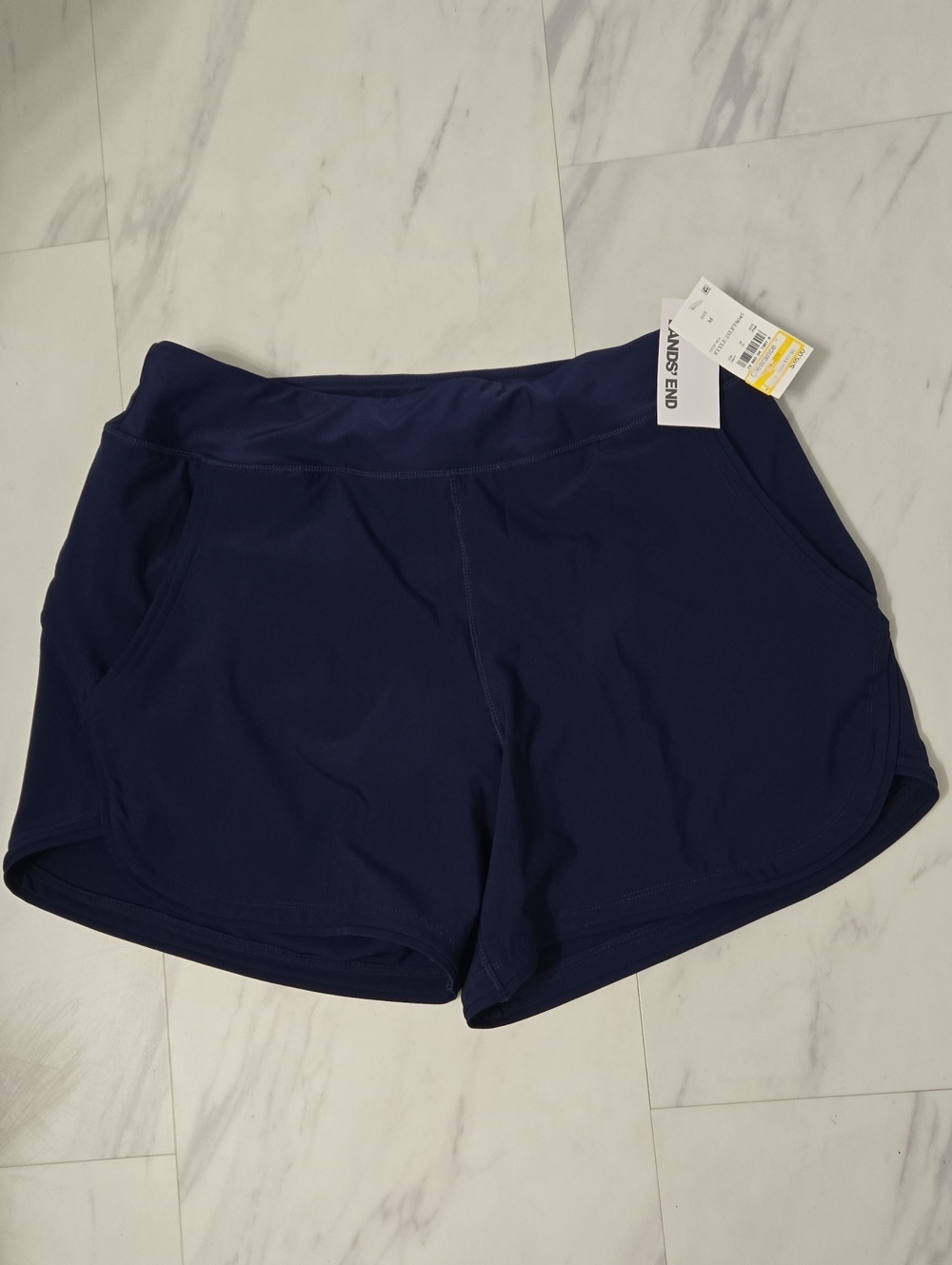 Lands' End Deep Navy Performance Athletic and Swim Shorts with Pockets